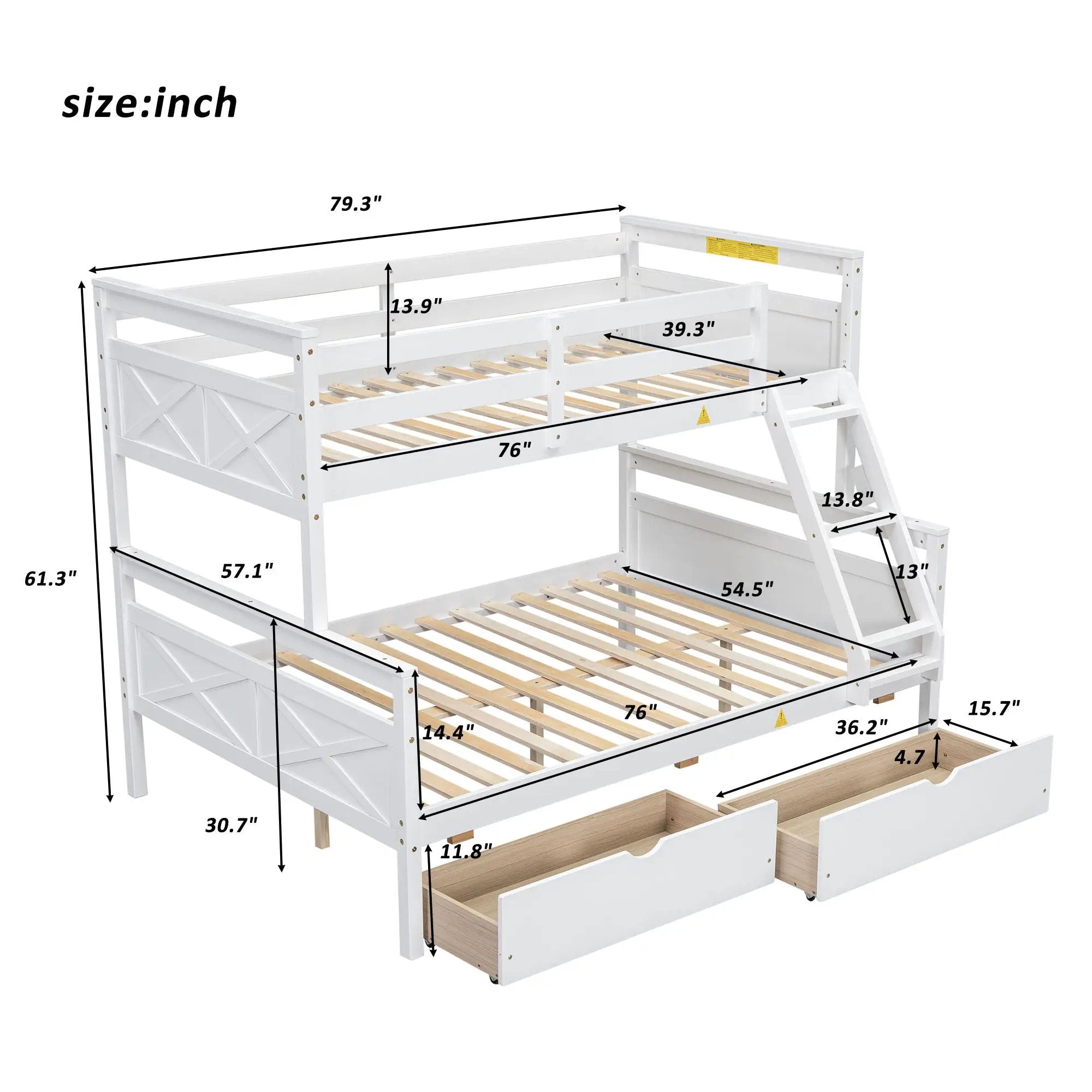 Bunk Bed With Ladder And Safety Guardrail by Unique Piece Furniture