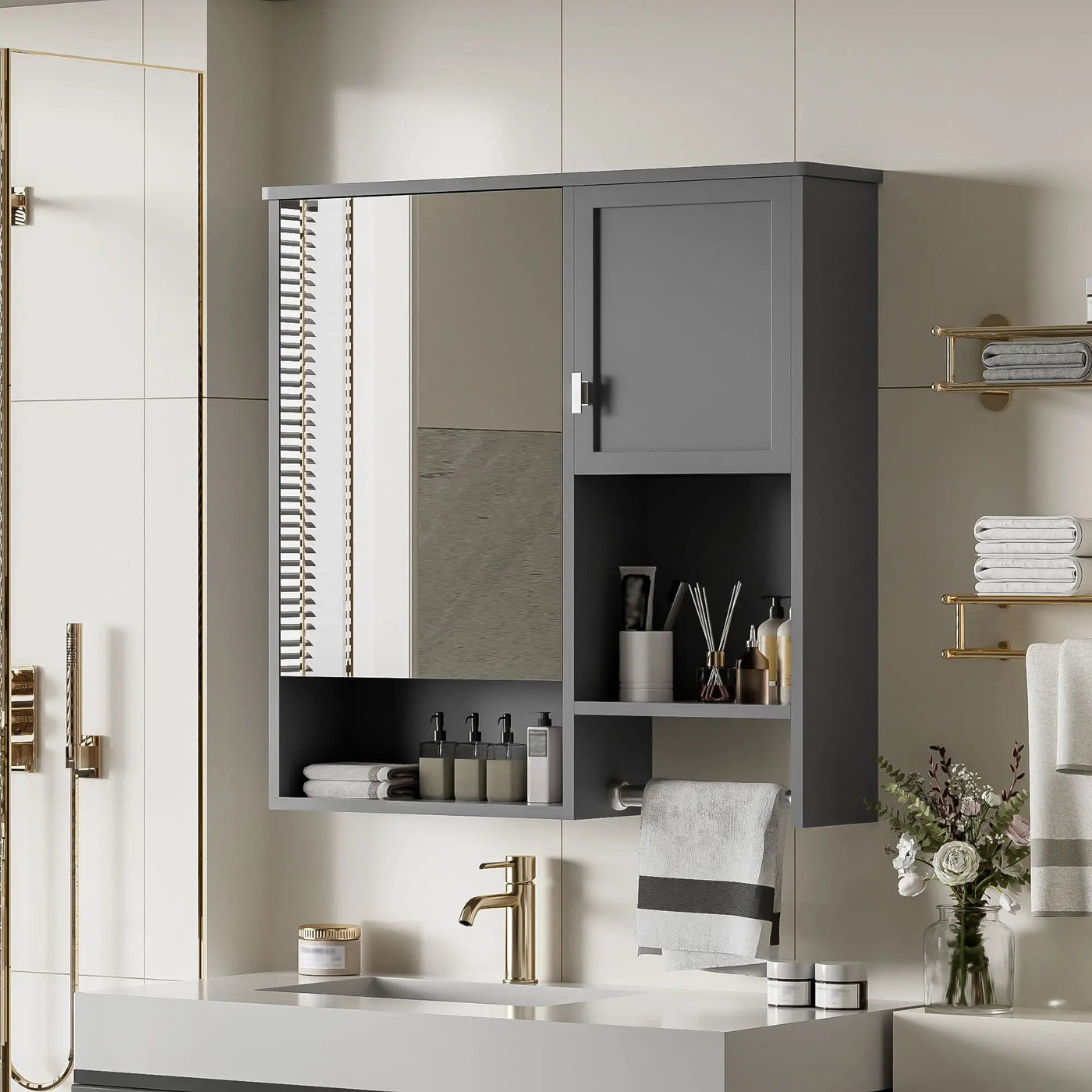 Modern Wall Mounted Bathroom Medicine Cabinet, Bathroom Wall Storage Cabinet With Mirror by Unique Piece Furniture