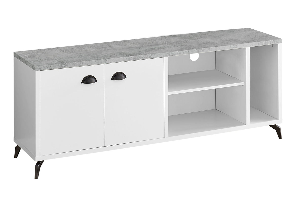 Contemporary TV Stand Console with Storage Cabinet - White or Dark Gray, photo 7 of 12
