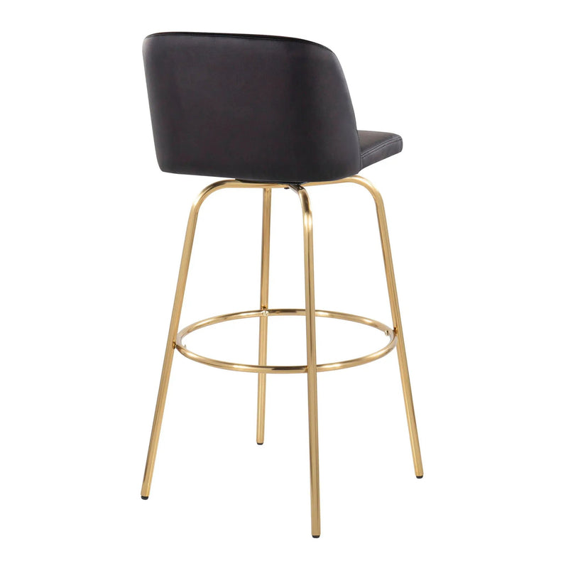 Toriano - Contemporary Fixed Height Barstool With Swivel And Round Footrest (Set of 2) by HouseOfZazla