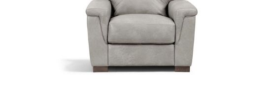 Gray Leather Arm Chair Cornelia with Sturdy Wood Frame - Gray, photo 2 of 4