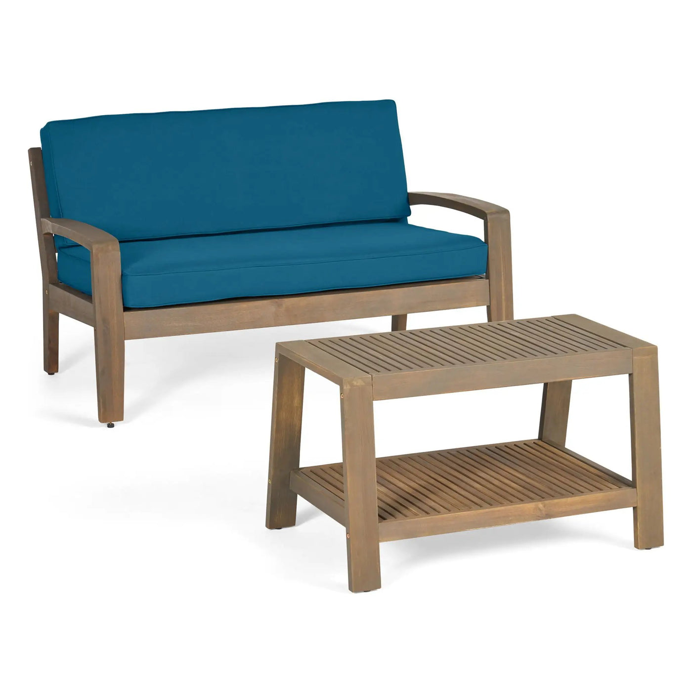 2 Piece Outdoor Conversation Set – Loveseat & Coffee Table with Water-Resistant Cushions by HouseOfZazla