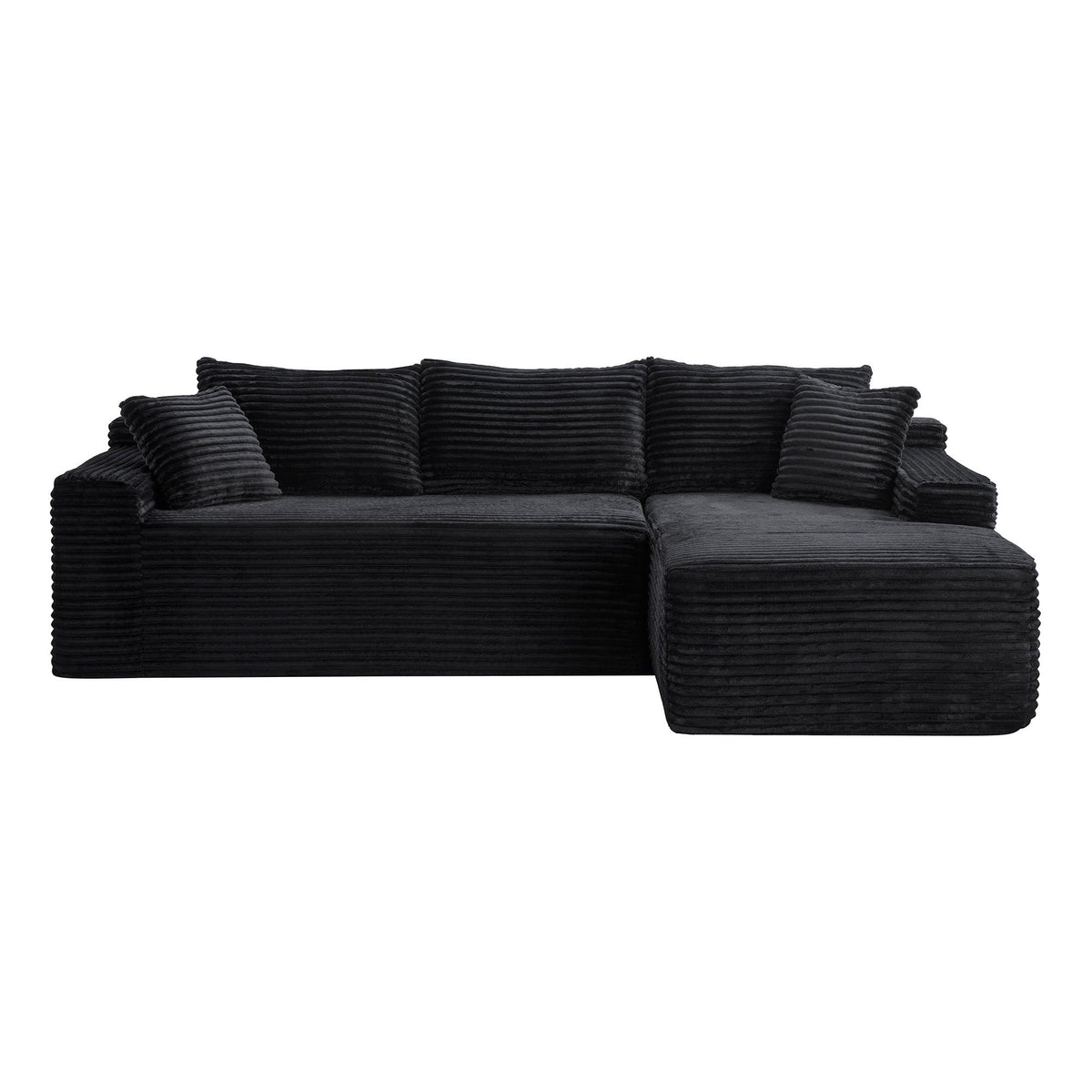 Corduroy Sectional Sofa with L-Shape Chaise - 106.3" Cloud Modular in Charcoal, photo 4 of 10