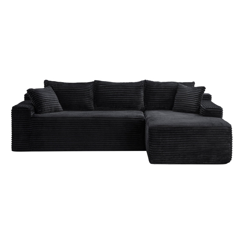 Corduroy Sectional Sofa with L-Shape Chaise - 106.3" Cloud Modular in Charcoal, photo 4 of 10