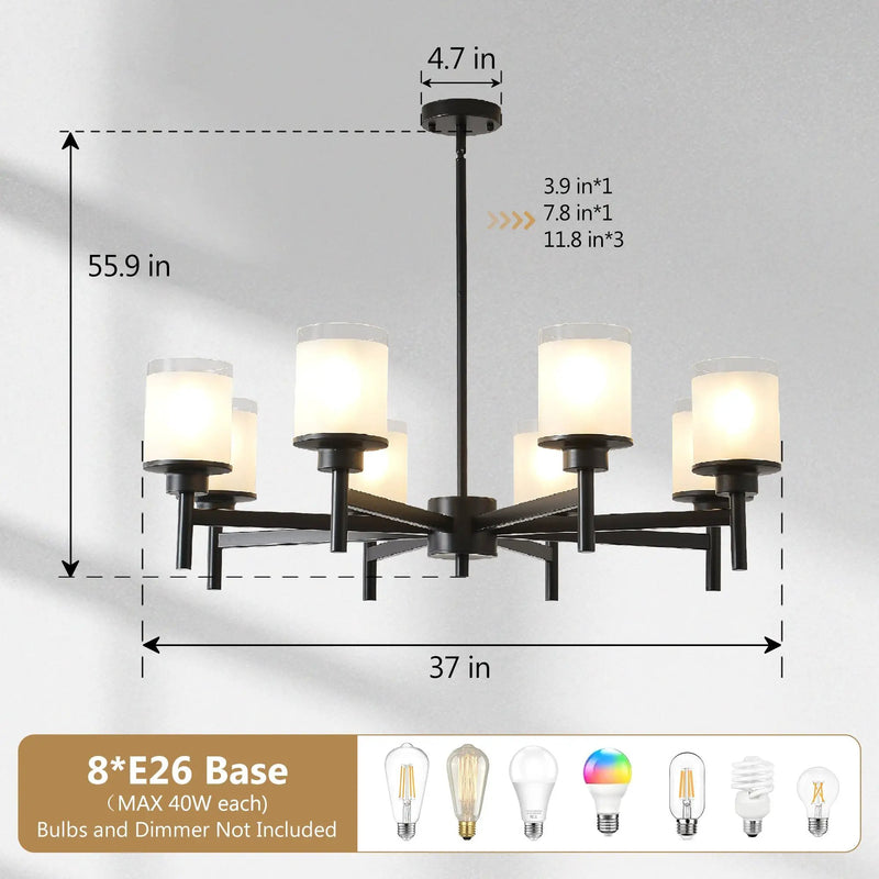 8-Light Frosted Glass Farmhouse Chandelier by HouseOfZazla