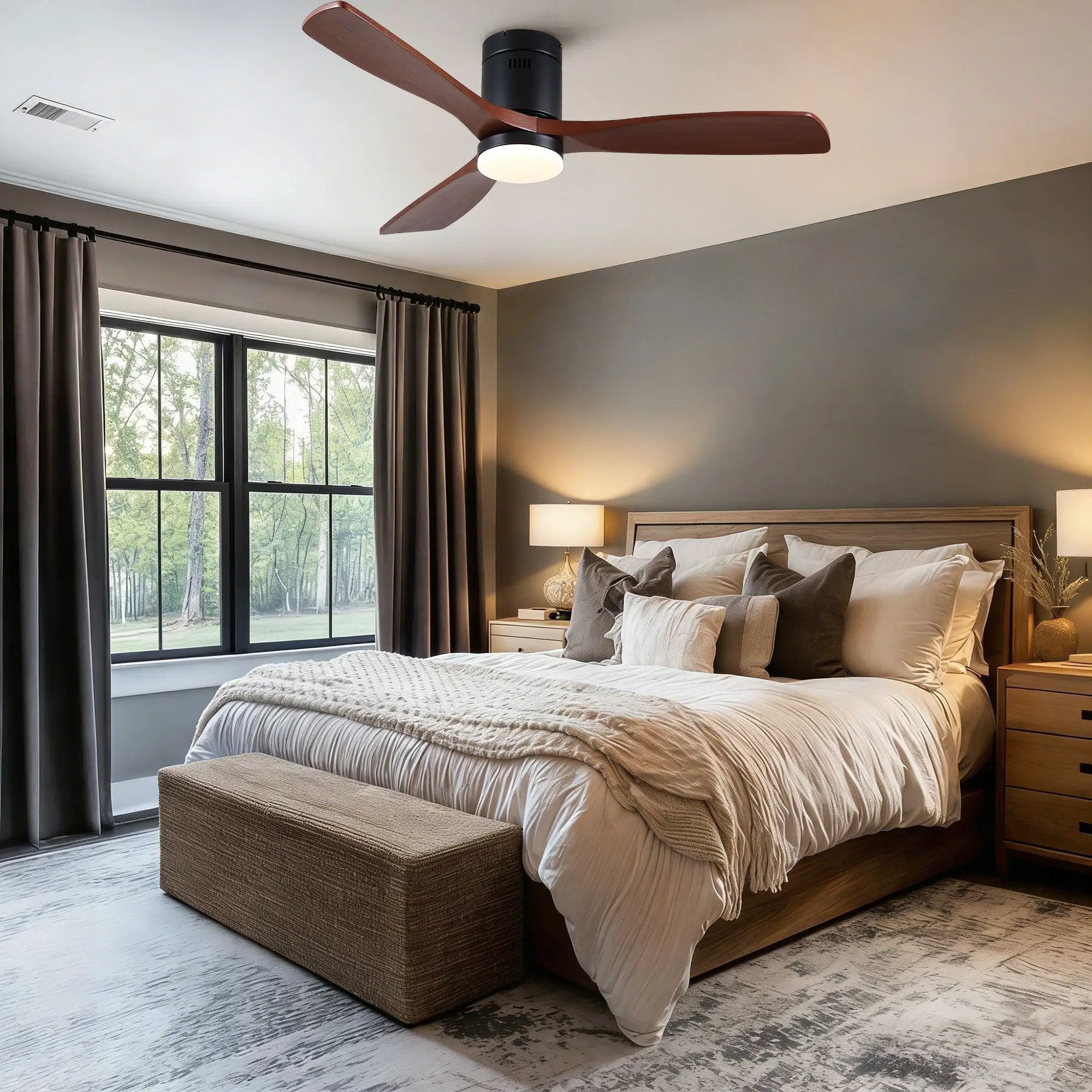 Low Profile Flush Mount Intergrated LED Ceiling Fan With Light And Silent Reversible Motor by Unique Piece Furniture