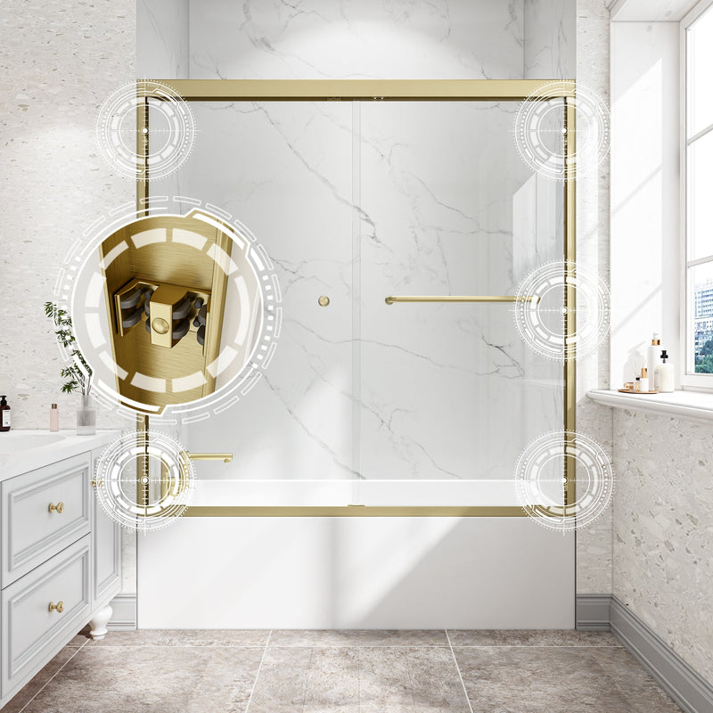 55"-60" W x 60" H Brushed Shower Door by HouseOfZazla