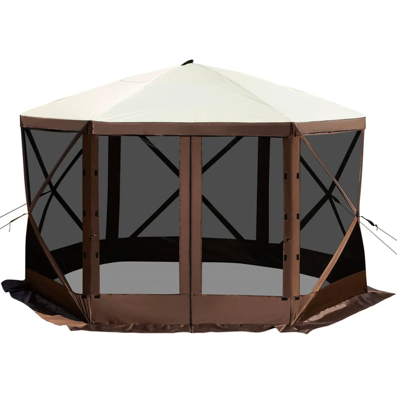 Camping Gazebo Tent, 10'x10', 6-Sided Pop-up Canopy Screen Tent by HouseOfZazla