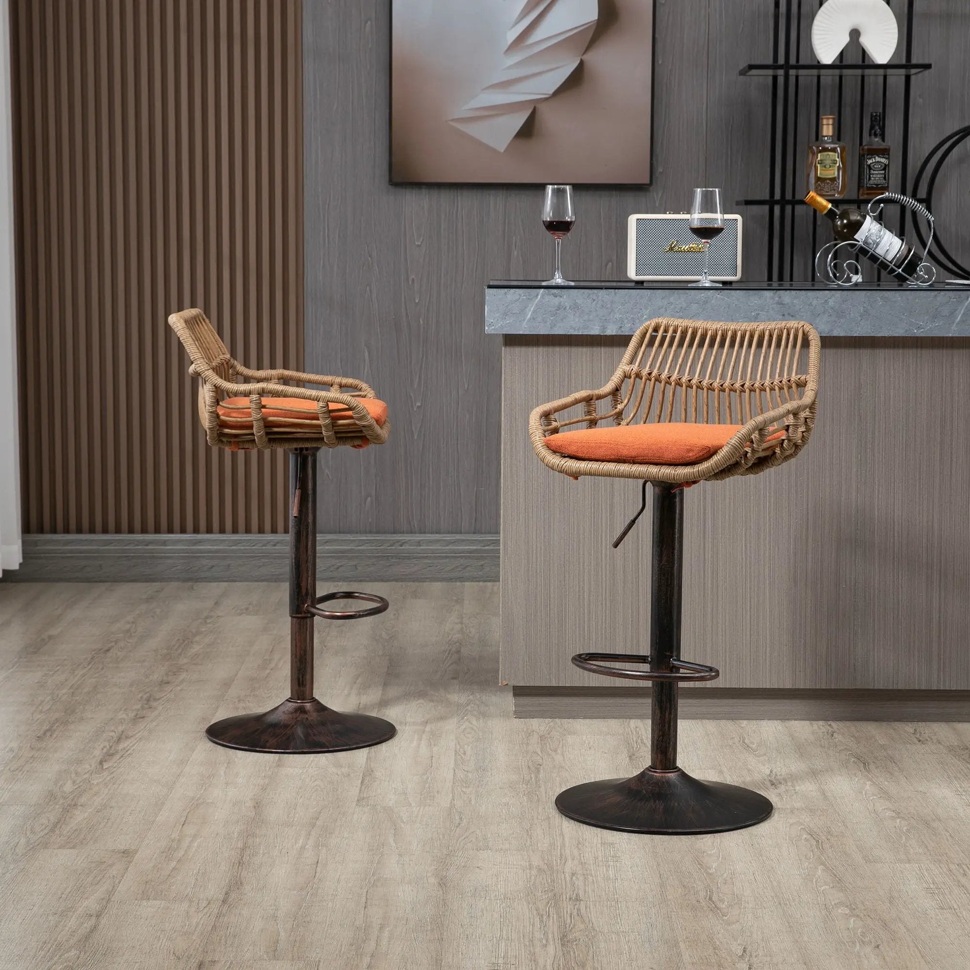 Modern Swivel Bar Stools Adjustable Counter Chairs With Footrest (Set of 2) by HouseOfZazla