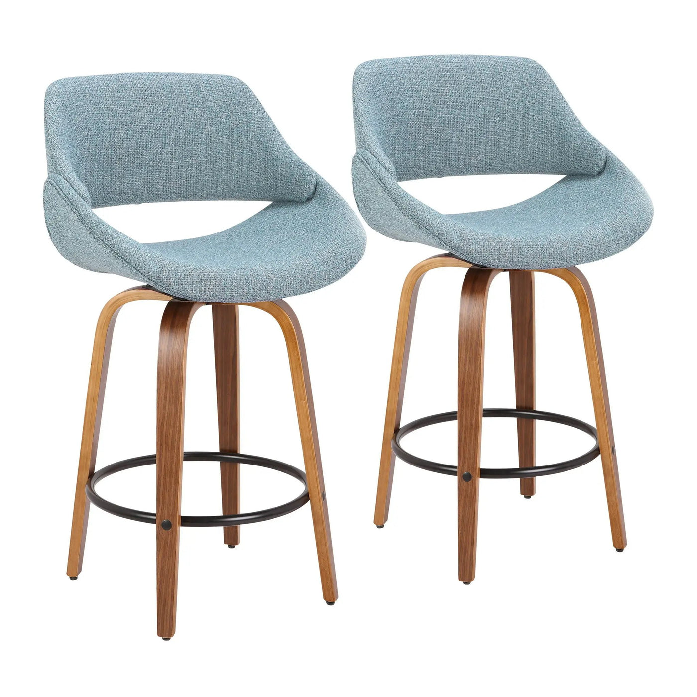 Fabrico - Mid Century Modern Fixed Height Counter Stool And Round Footrest (Set of 2) by HouseOfZazla