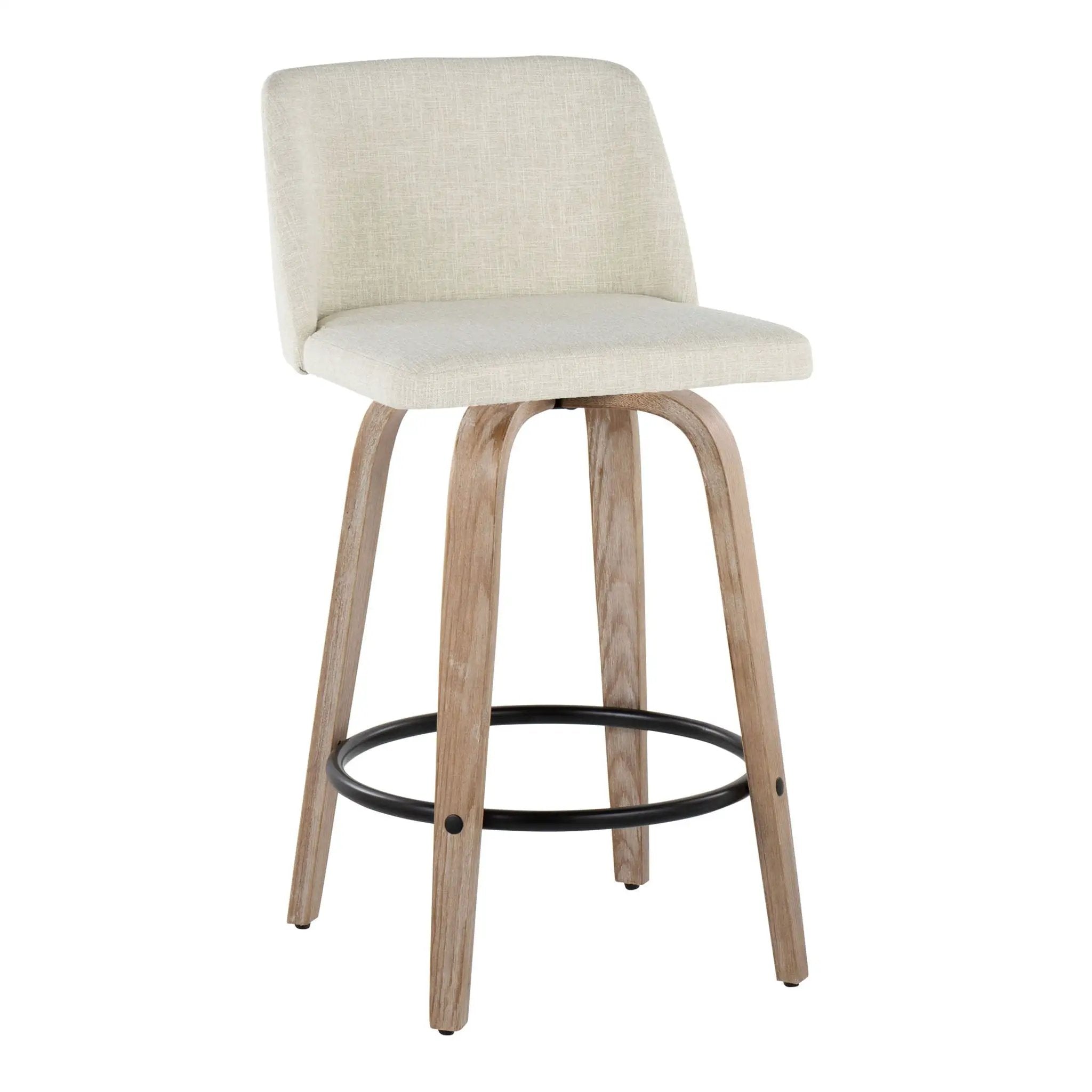 Toriano - Contemporary Fixed Height Counter Stool Swivel & Round Footrest (Set of 2) by Unique Piece Furniture
