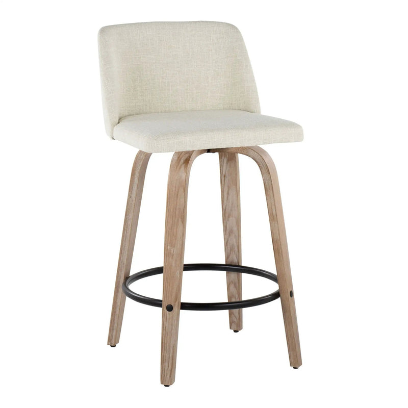 Toriano - Contemporary Fixed Height Counter Stool Swivel & Round Footrest (Set of 2) by HouseOfZazla