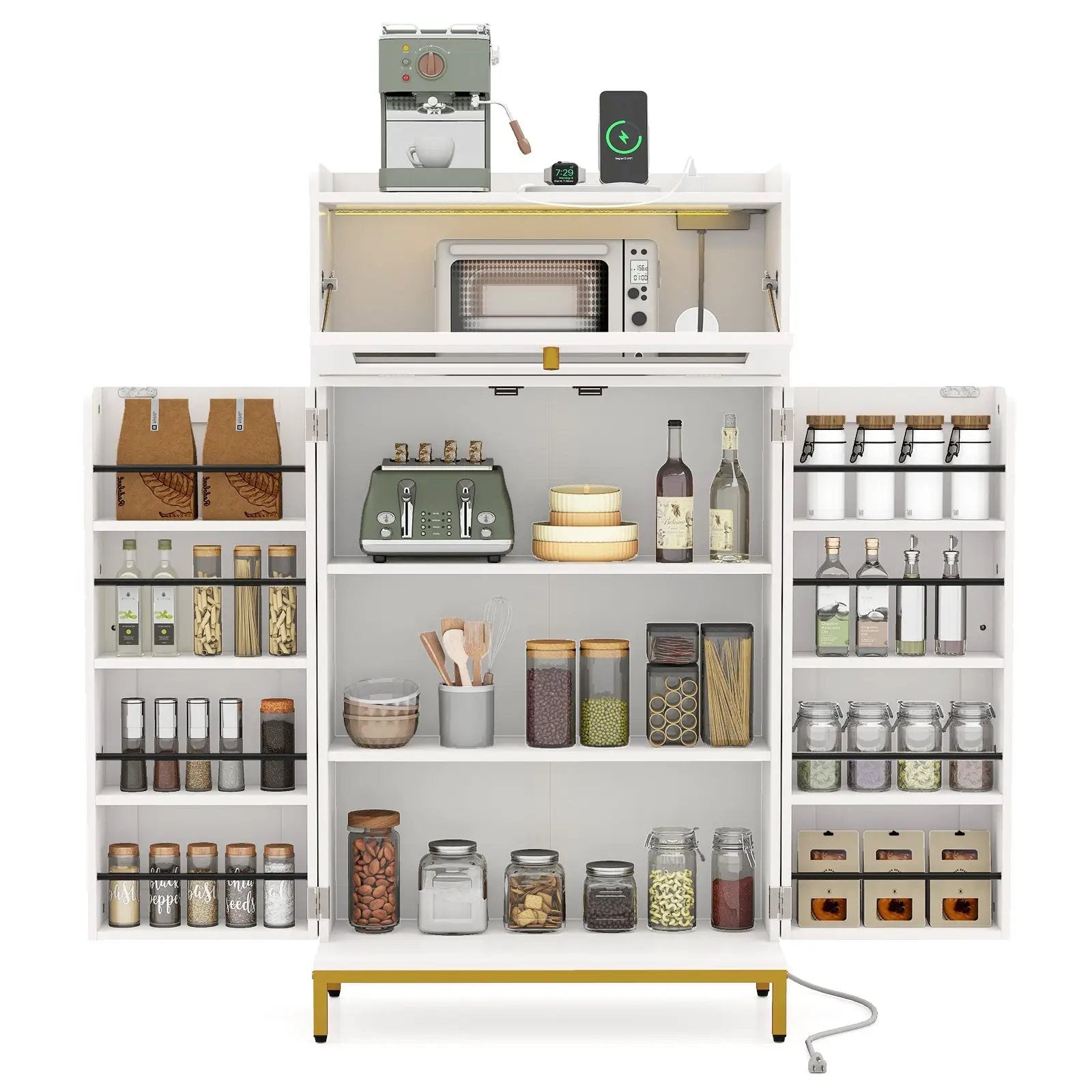 Kitchen Pantry Cabinet Freestanding Food Storage Cupboard-White by DirectDeals