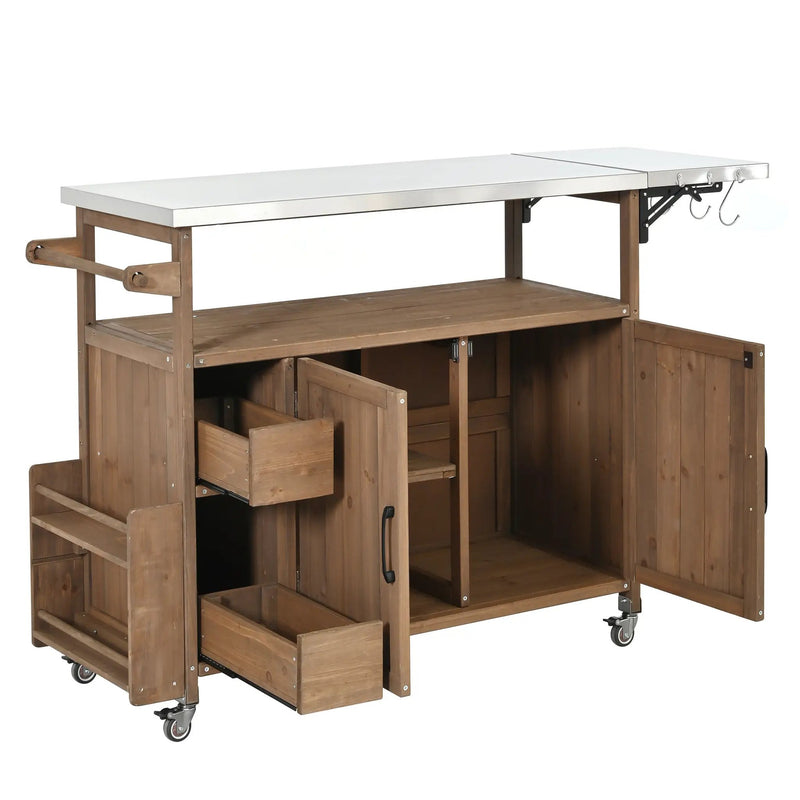 54.33' Farmhouse Rolling Outdoor Kitchen Cart by HouseOfZazla