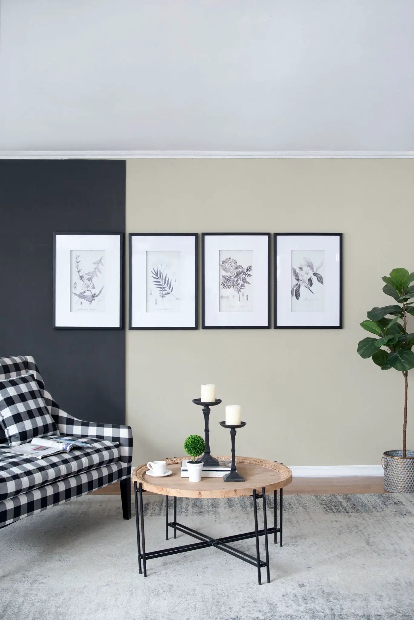 Botanical Wall Art Prints, Home Decor For Living Room Dining Room, Bedroom, Hallway (Set of 4) - White / Black by HouseOfZazla