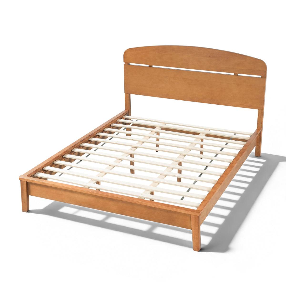 Queen Size Solid Wood Platform Bed with Curved Headboard, photo 9 of 10