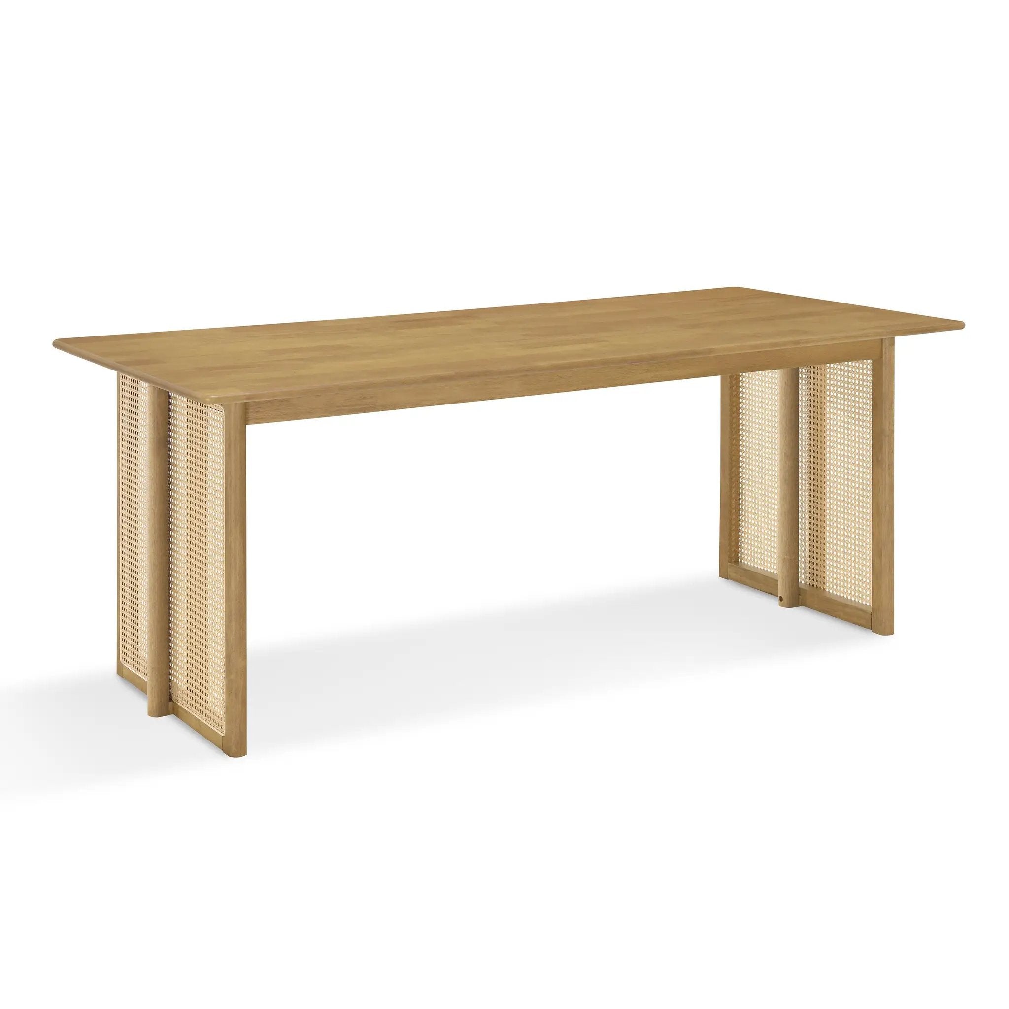 Natural Color Rubber Wood Dining Set with Plastic Rattan by HouseOfZazla