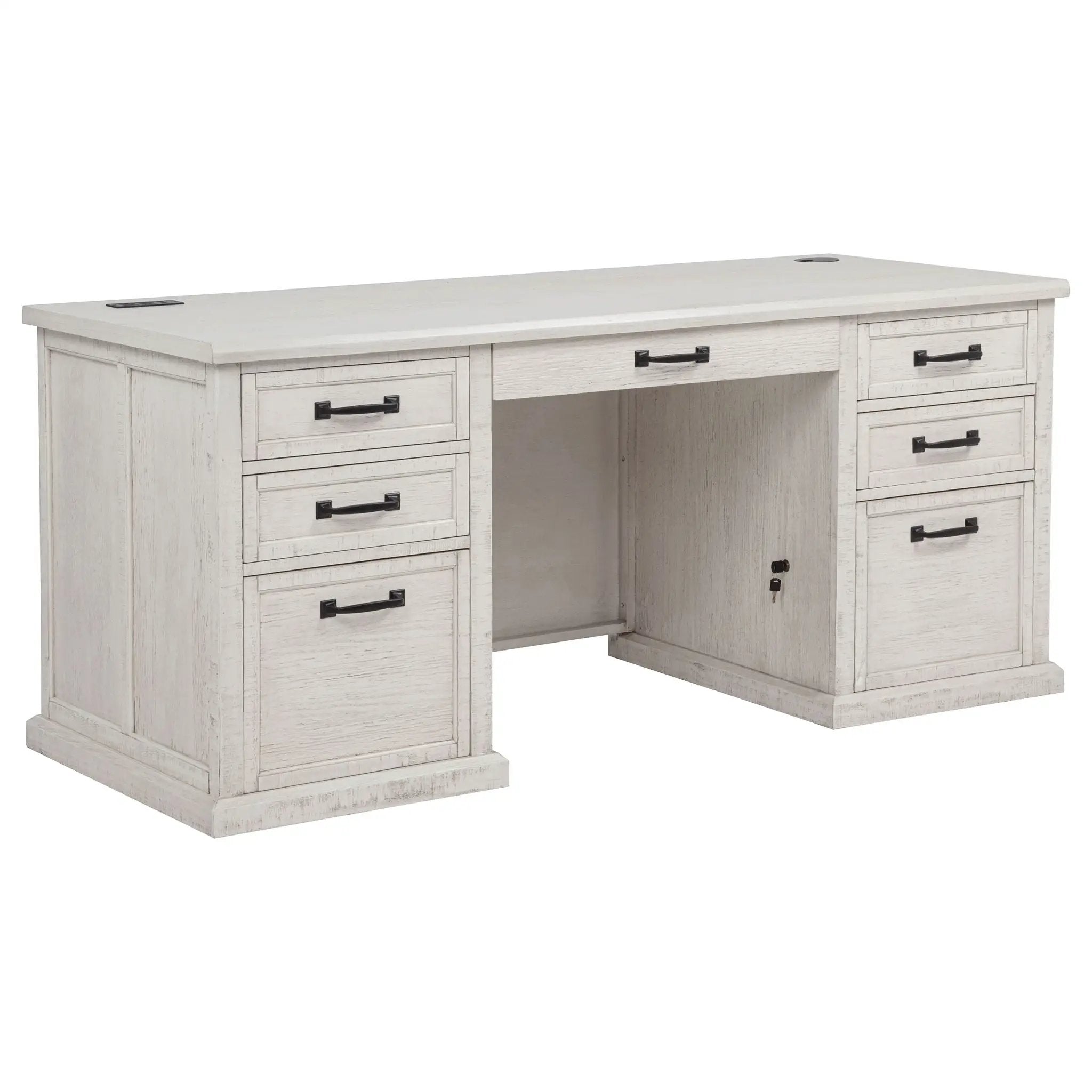 Altidore 68-inch 7-drawer Executive Home Office Desk Distressed White by Unique Piece Furniture