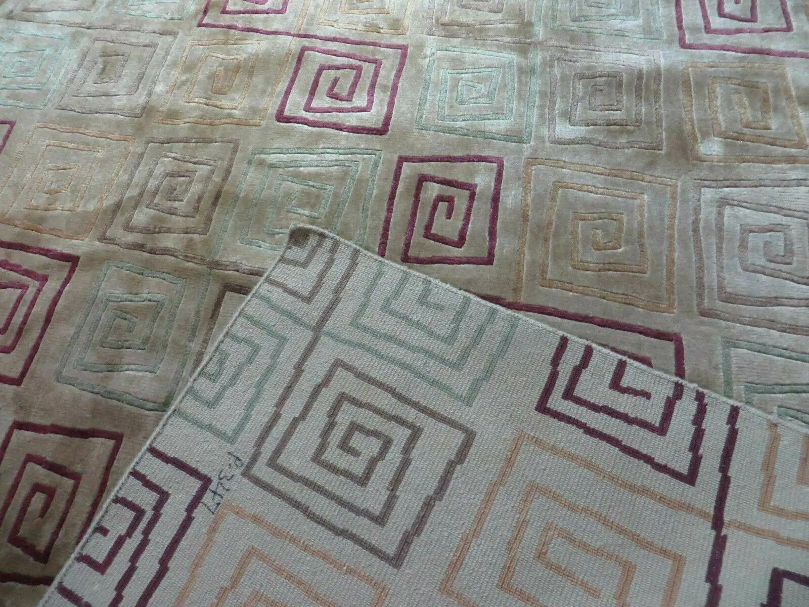 8' X 11' Modern Tibetan Nepal Art Deco Chinese Handmade Wool Silk Rug Abstract by Jewel Rugs