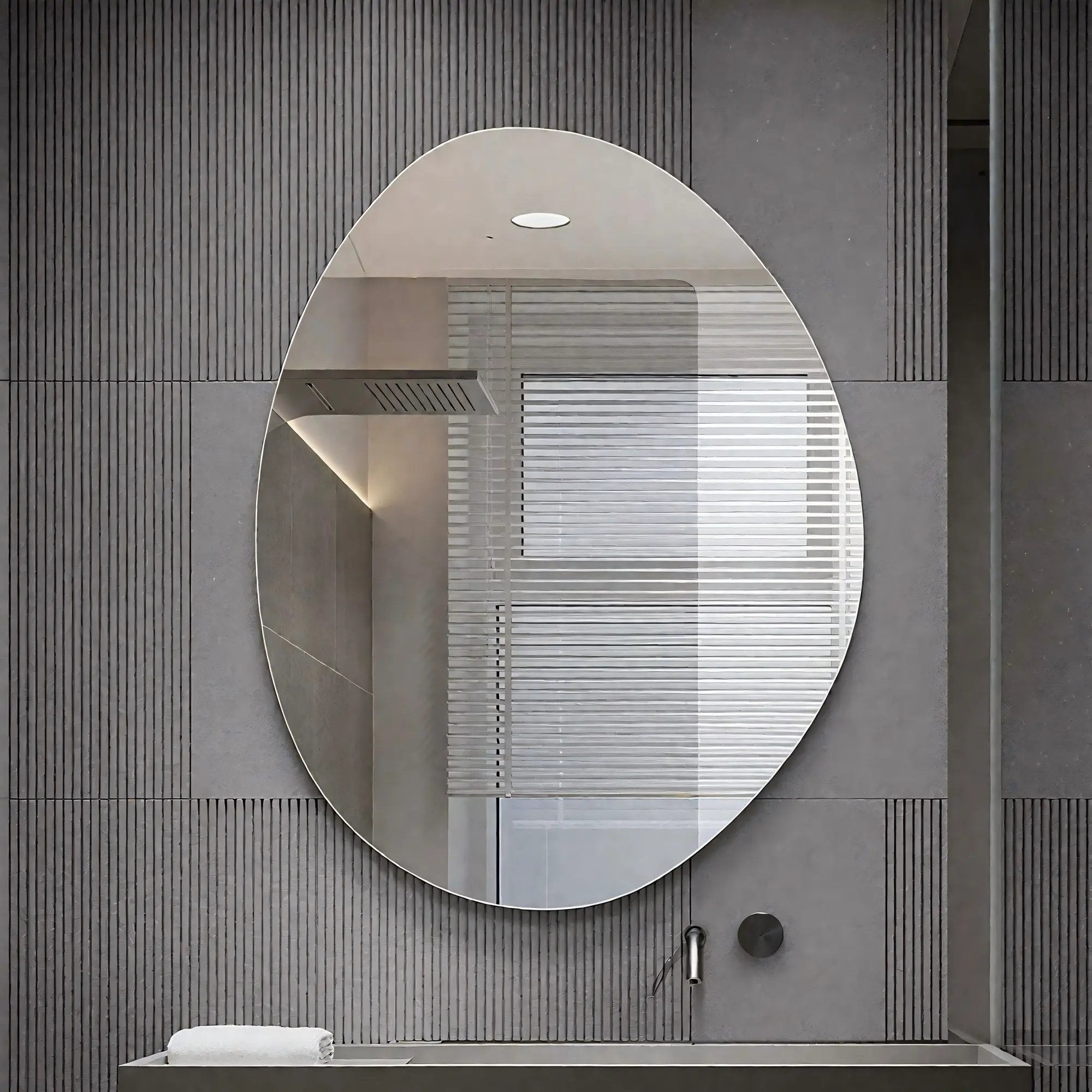 Asymmetrical Bathroom Wall Mirror - Silver by HouseOfZazla