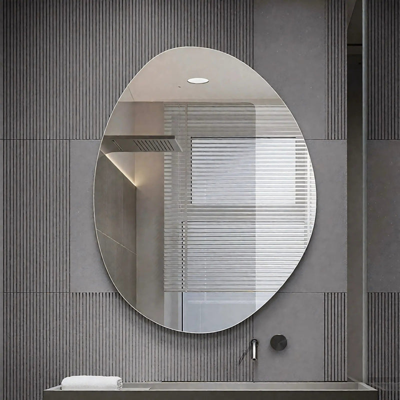 Asymmetrical Bathroom Wall Mirror - Silver by HouseOfZazla
