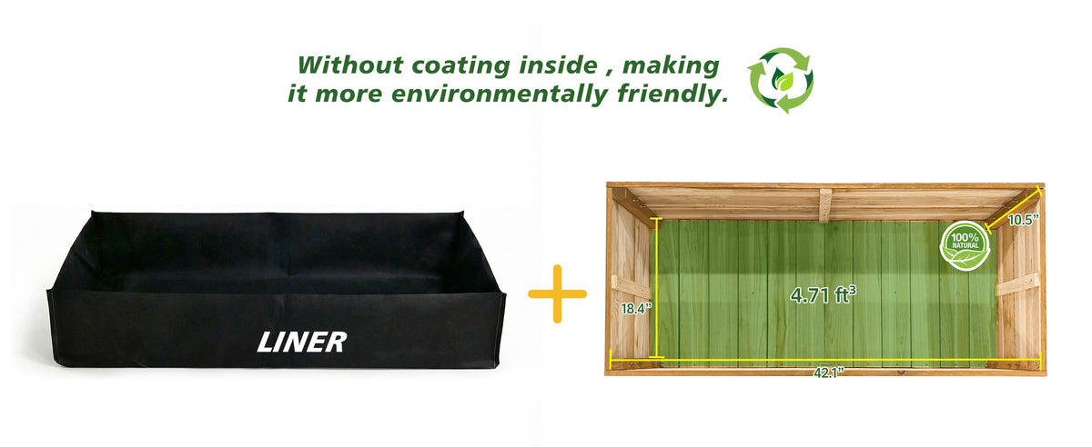 Solid Fir Wood Raised Garden Bed with Liner - Outdoor Planter Box, photo 4 of 10