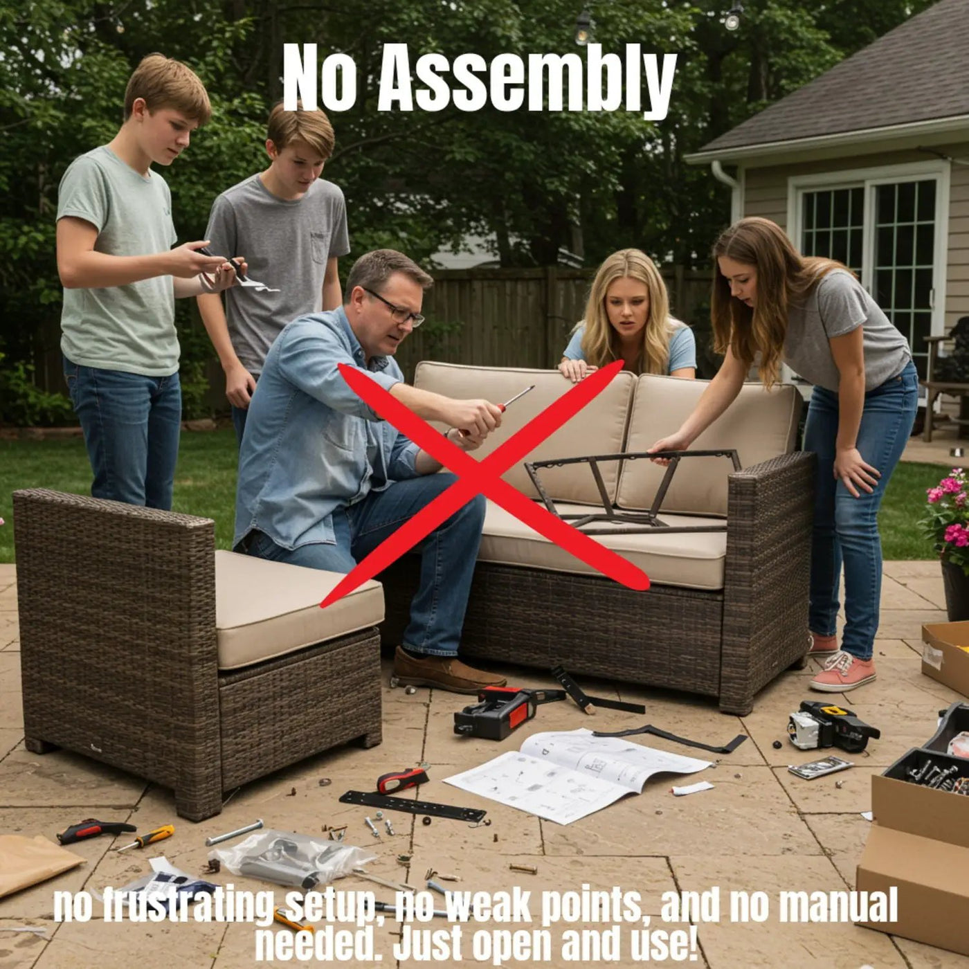 Wicker Sectional Sofa With Cushions And Table by Unique Piece Furniture