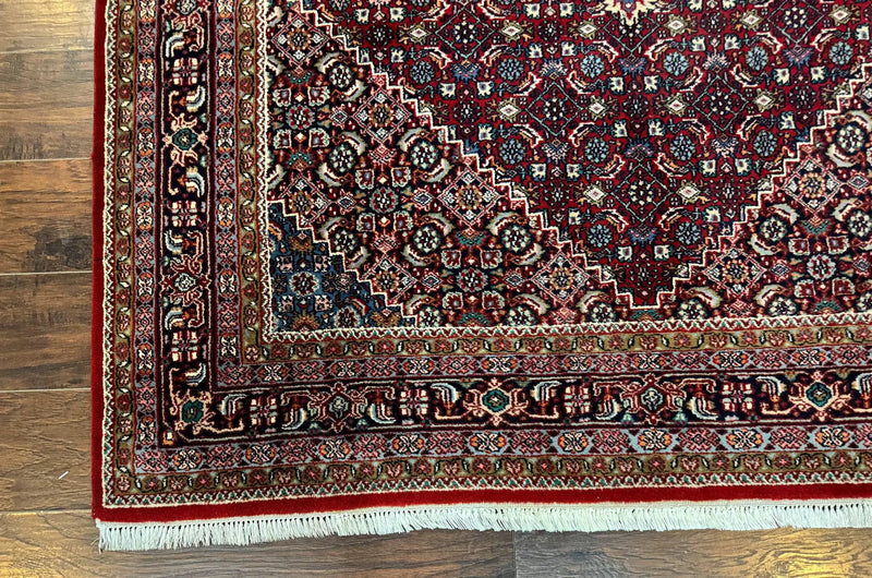 Indo Persian Bidjar Rug 6x9, Vintage Wool Handmade Carpet by Jewel Rugs