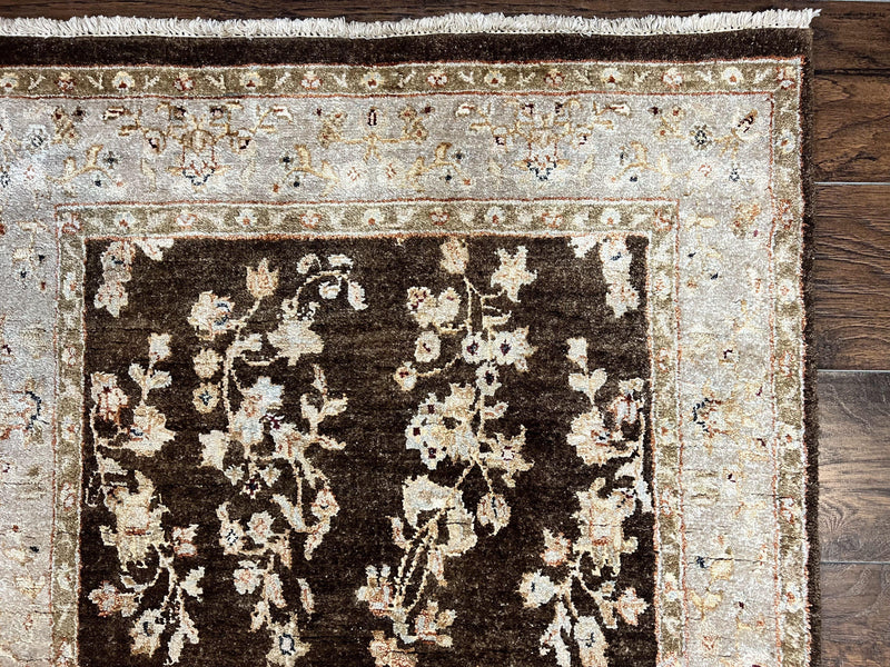 Peshawar Runner Rug 3 x 20, Wool Hand Knotted Vintage Pakistani Carpet, Brown & Taupe, Chobi Mahal Floral Rug, Extra Long Hallway Runner by Jewel Rugs