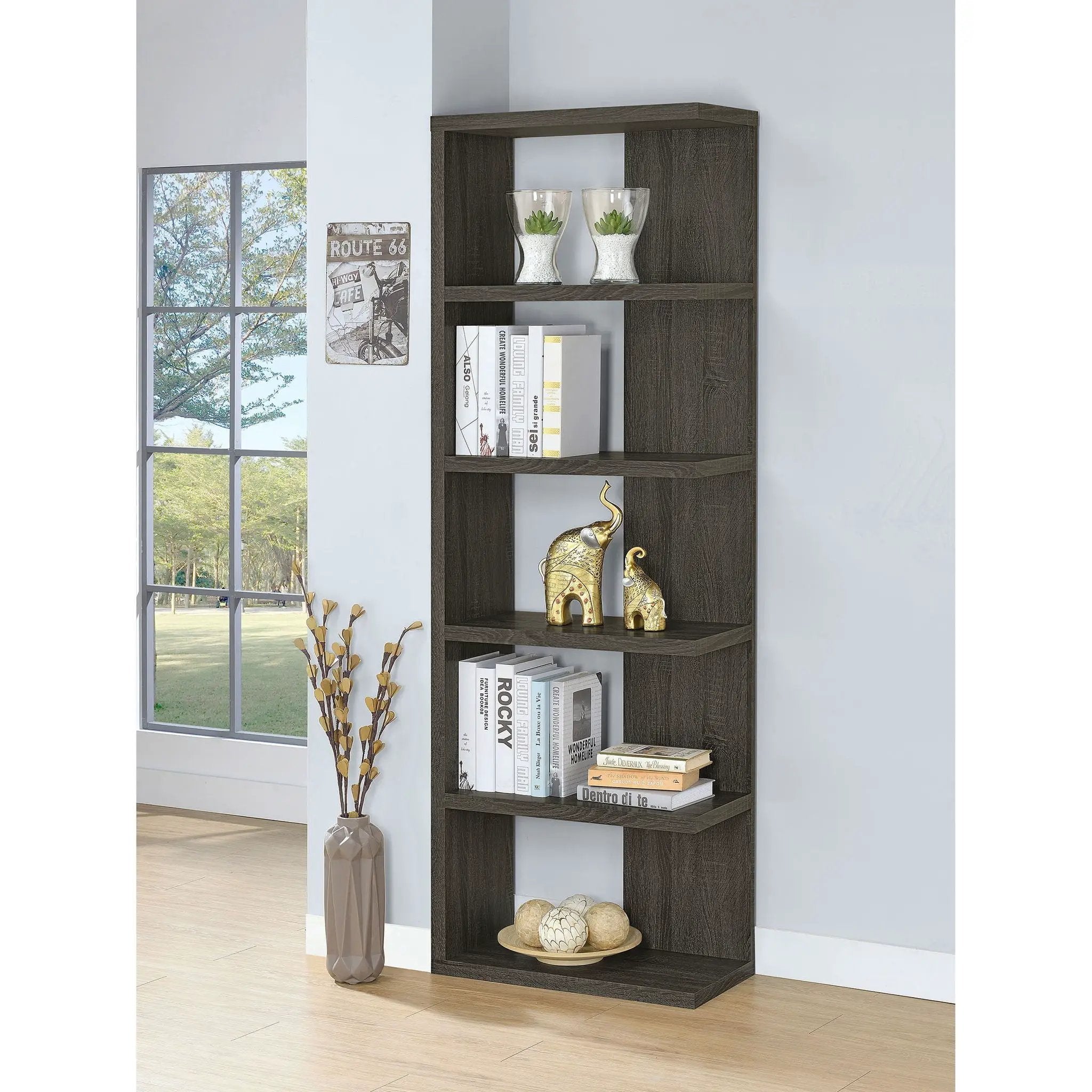 5 Shelf Bookcase - Gray by HouseOfZazla