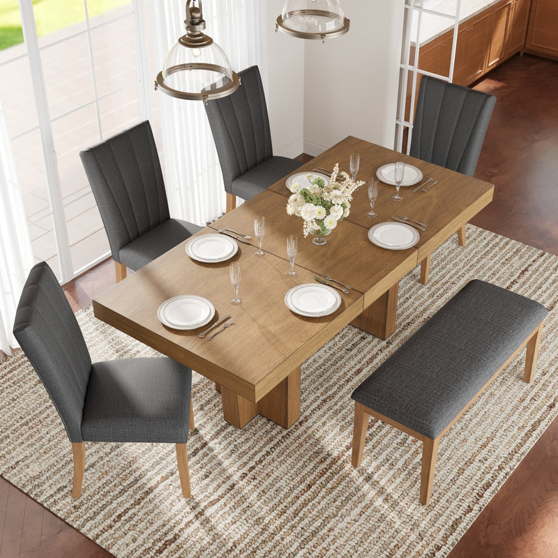 TOPMAX Farmhouse Extendable Wood Dining Table Set for 6 by HouseOfZazla