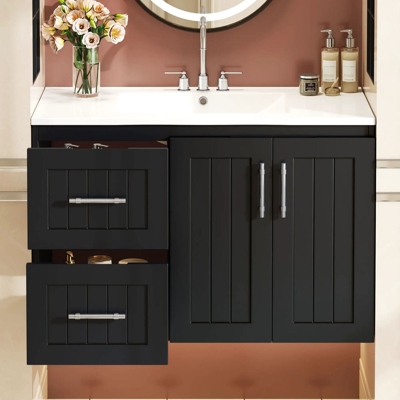 Wall Mounted Bathroom Vanity & Sink, 2 Drawers by HouseOfZazla