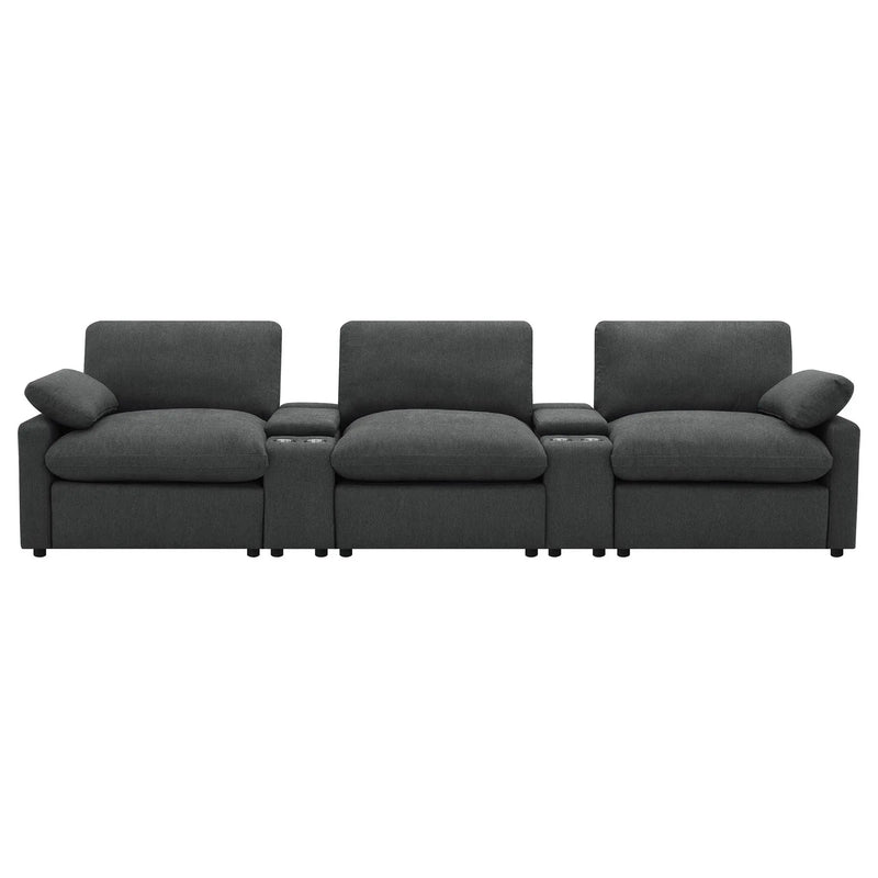 Collins 5-Piece Power Reclining Home Theater Seating Dark Grey by Unique Piece Furniture
