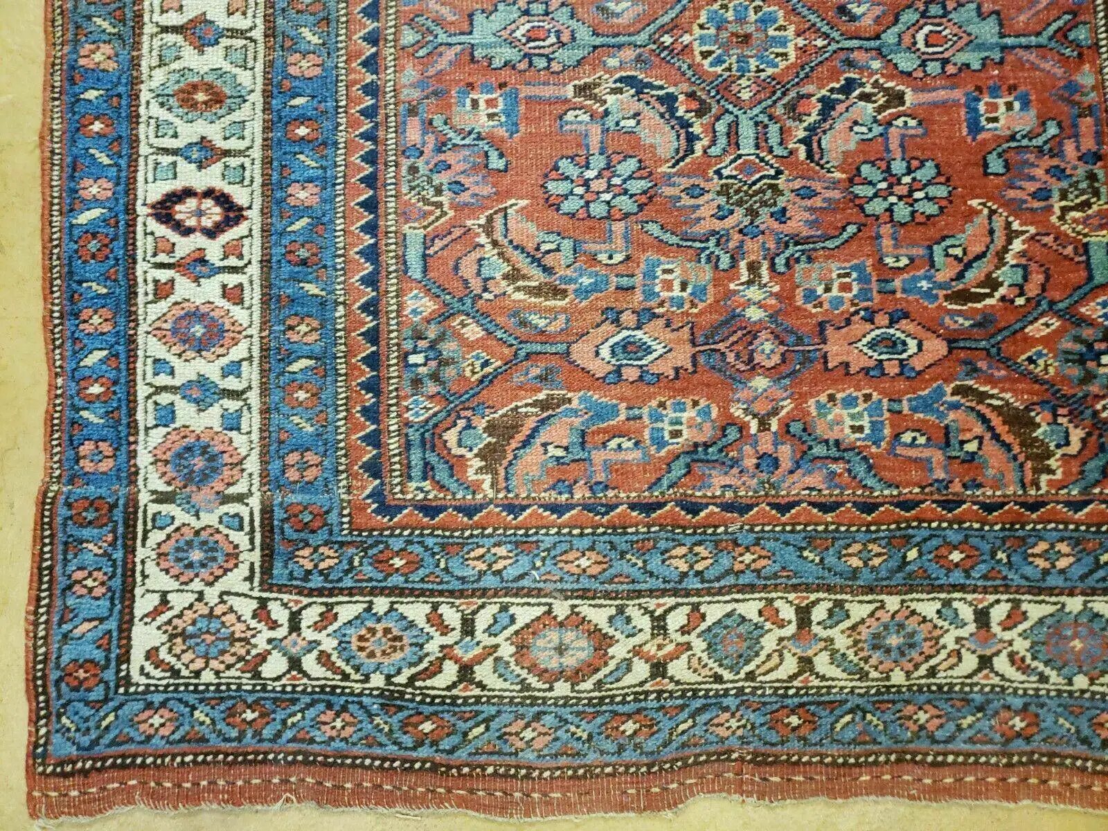 3' 8" X 11' Antique Handmade Turkish Wool Rug Veg Dye Runner Nice Rusted Red by Jewel Rugs