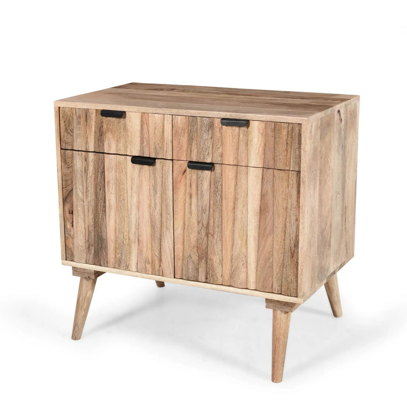 Stylish Style 2 Drawer 2 Door Cabinet, Mango Wood - Natural by HouseOfZazla