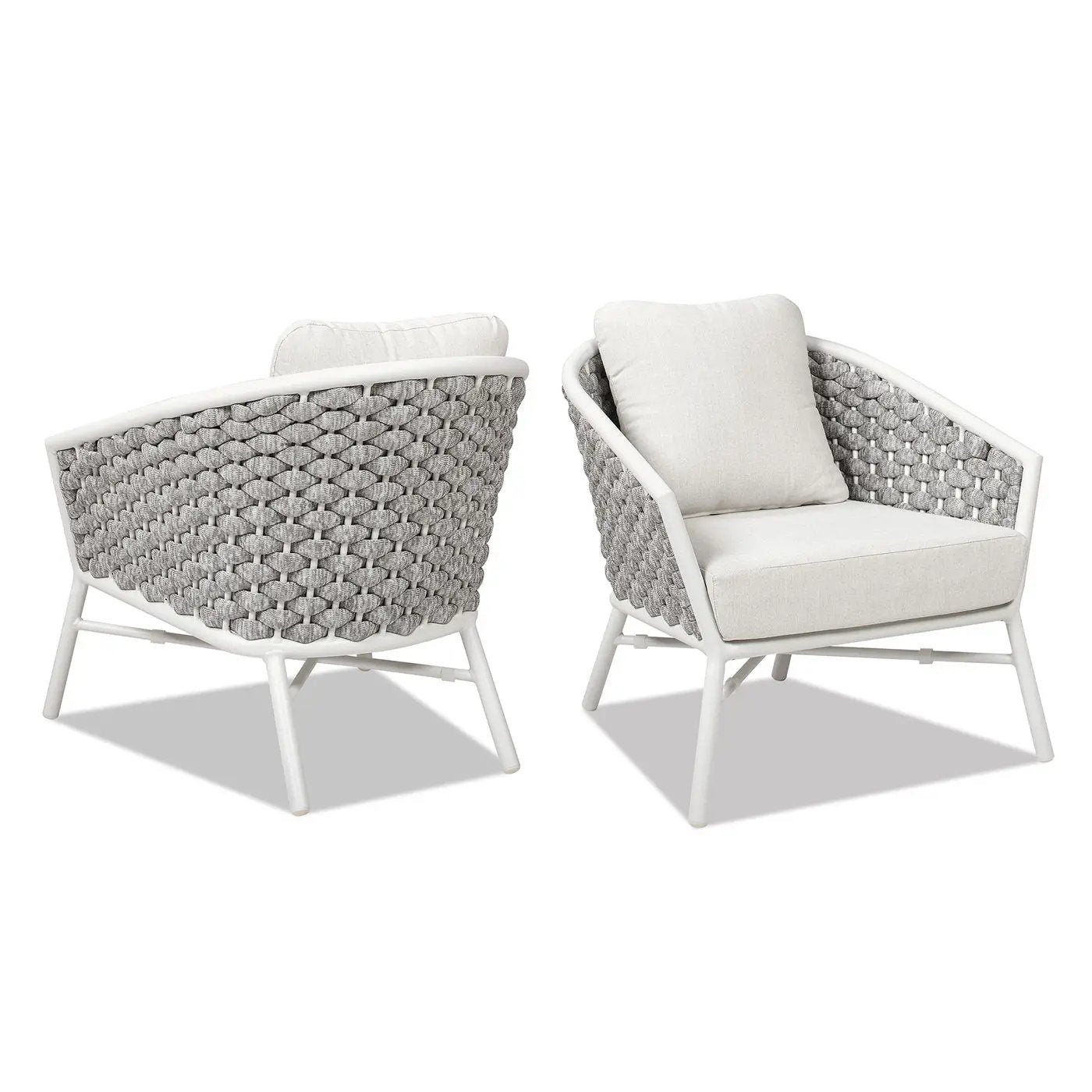 Rowan - Rope Barrel Back Patio Accent Arm Chair (Set of 2) - Optic White by HouseOfZazla