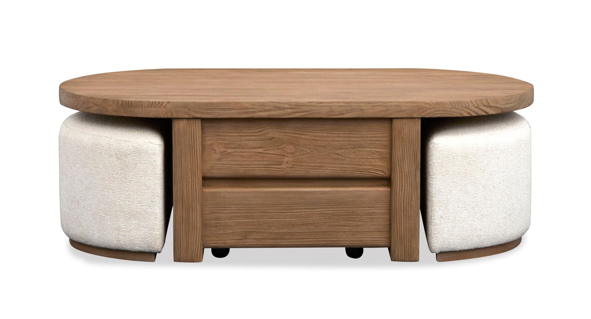 Hayden - Lift Top Storage Cocktail Table With Casters And Two Upholstered Stools - Golden Oat, photo 2 of 7