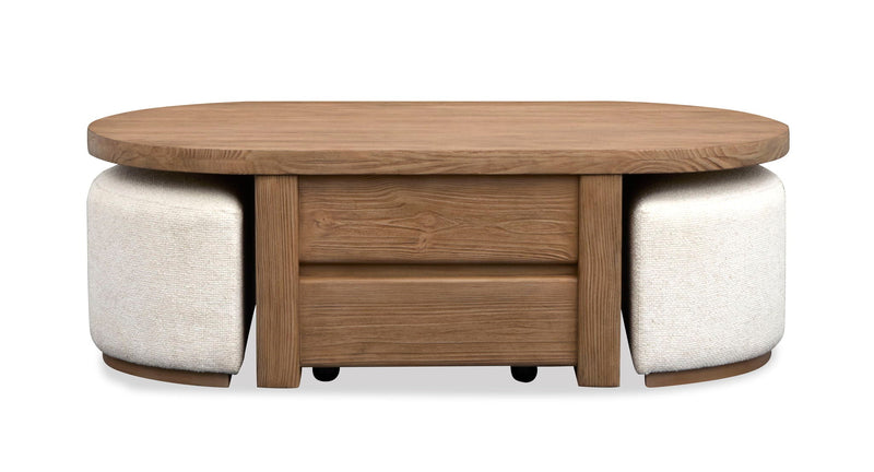 Hayden - Lift Top Storage Cocktail Table With Casters And Two Upholstered Stools - Golden Oat, photo 2 of 7