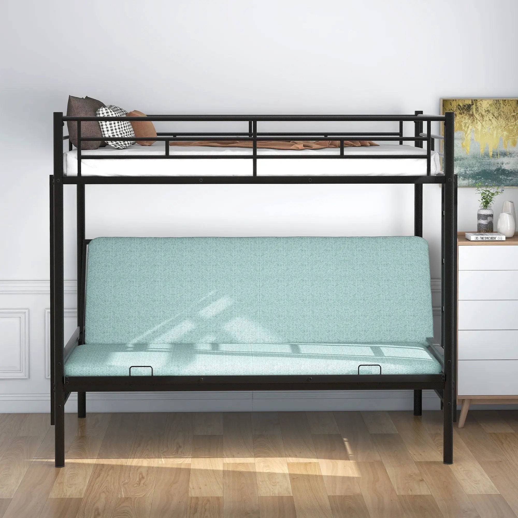 Twin Over Full Bunk Bed, Multifunction - Black by Unique Piece Furniture