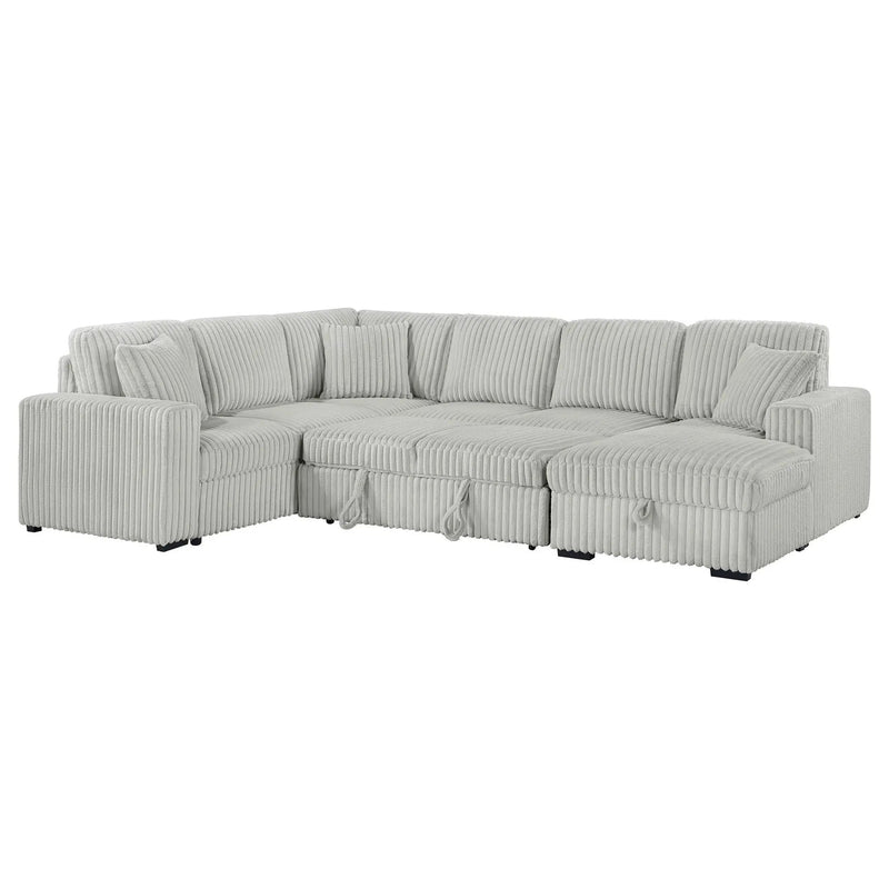 Devonshire Sleeper Sectional Sofa Storage Chaise Grey by Unique Piece Furniture