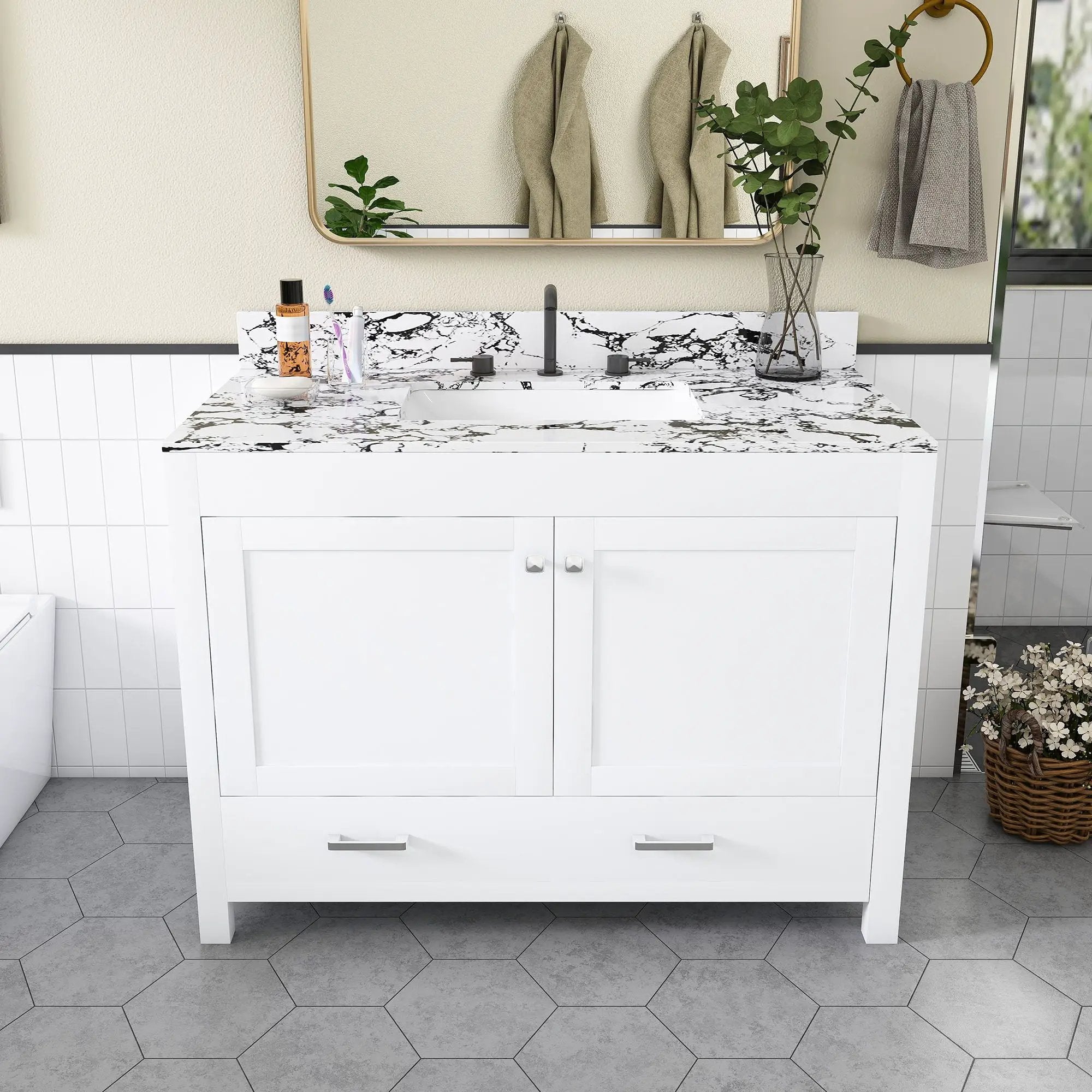 Bathroom Vanity With Storage - White by HouseOfZazla