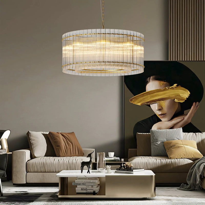 37" Modern Gold Round 8-Light Crystal Chandelier by HouseOfZazla