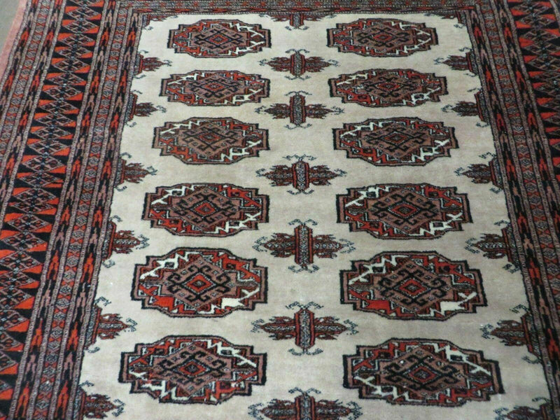 4' X 6' Vintage Handmade Bokhara Turkoman Pakistan Wool Rug Carpet Nice by Jewel Rugs