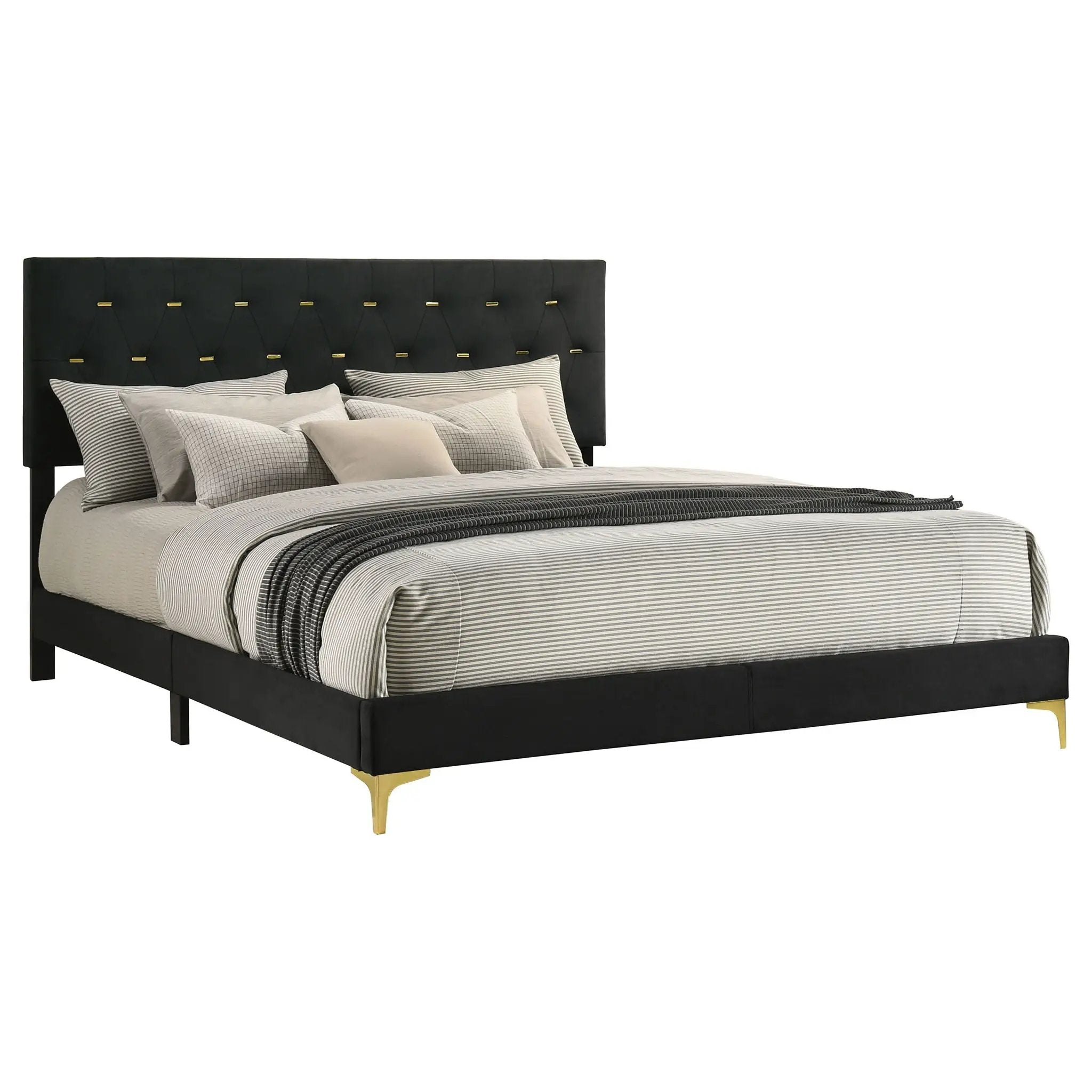 Kendall Upholstered Eastern King Panel Bed Black by Unique Piece Furniture