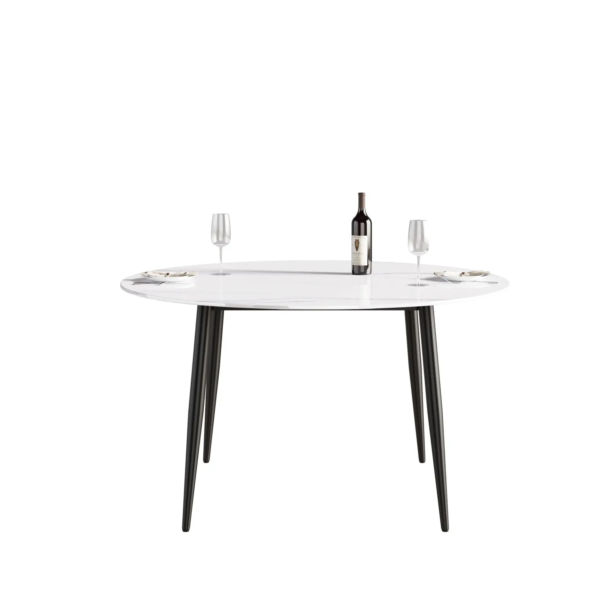 Modern Man-Made Stone Round Metal Dining Table-Position For 6 People by Unique Piece Furniture