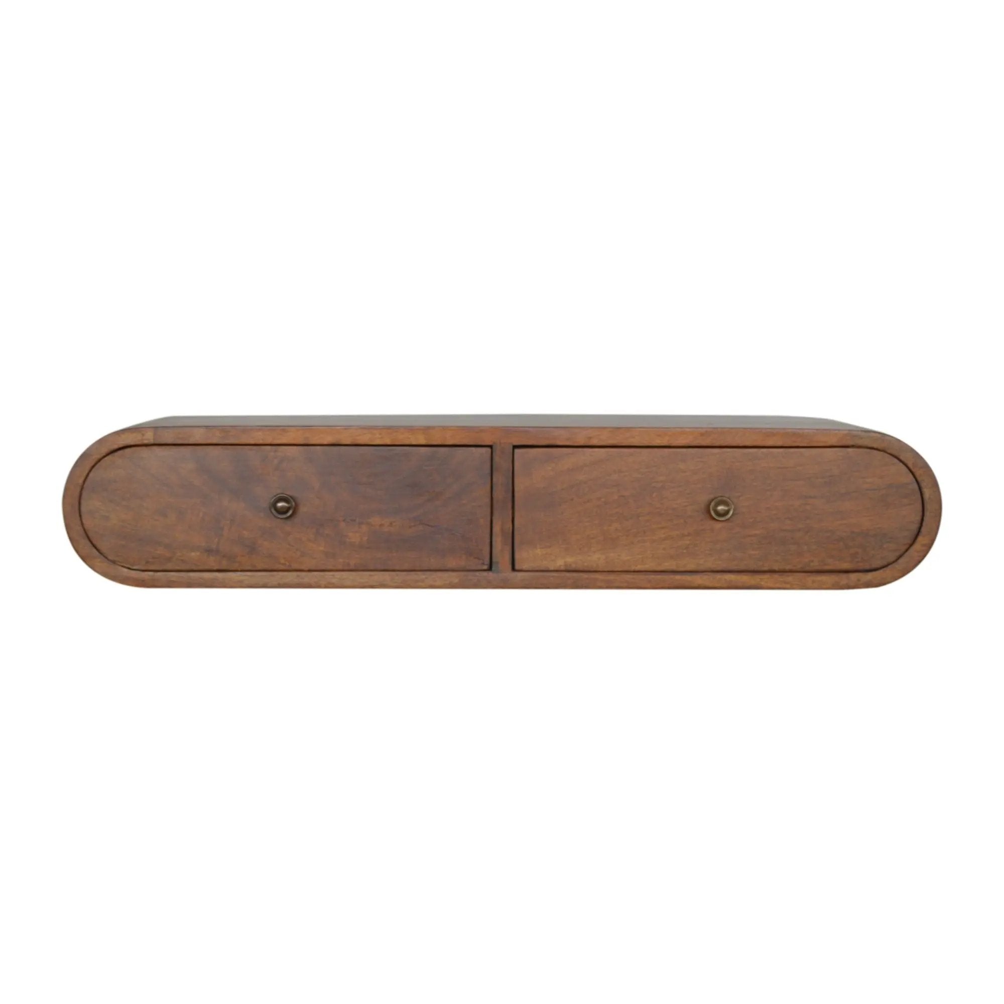 Solid Wood Floating London Console, 2-Drawers, Chestnut by HouseOfZazla