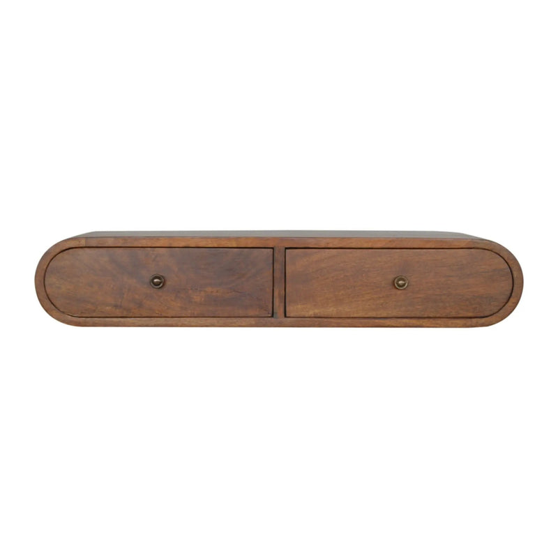 Solid Wood Floating London Console, 2-Drawers, Chestnut by HouseOfZazla