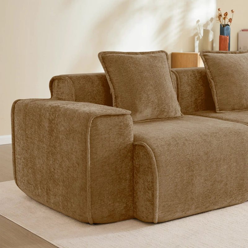 Deep Seat Modular 3 Seat Boneless Sofa with French Edge Piping by HouseOfZazla