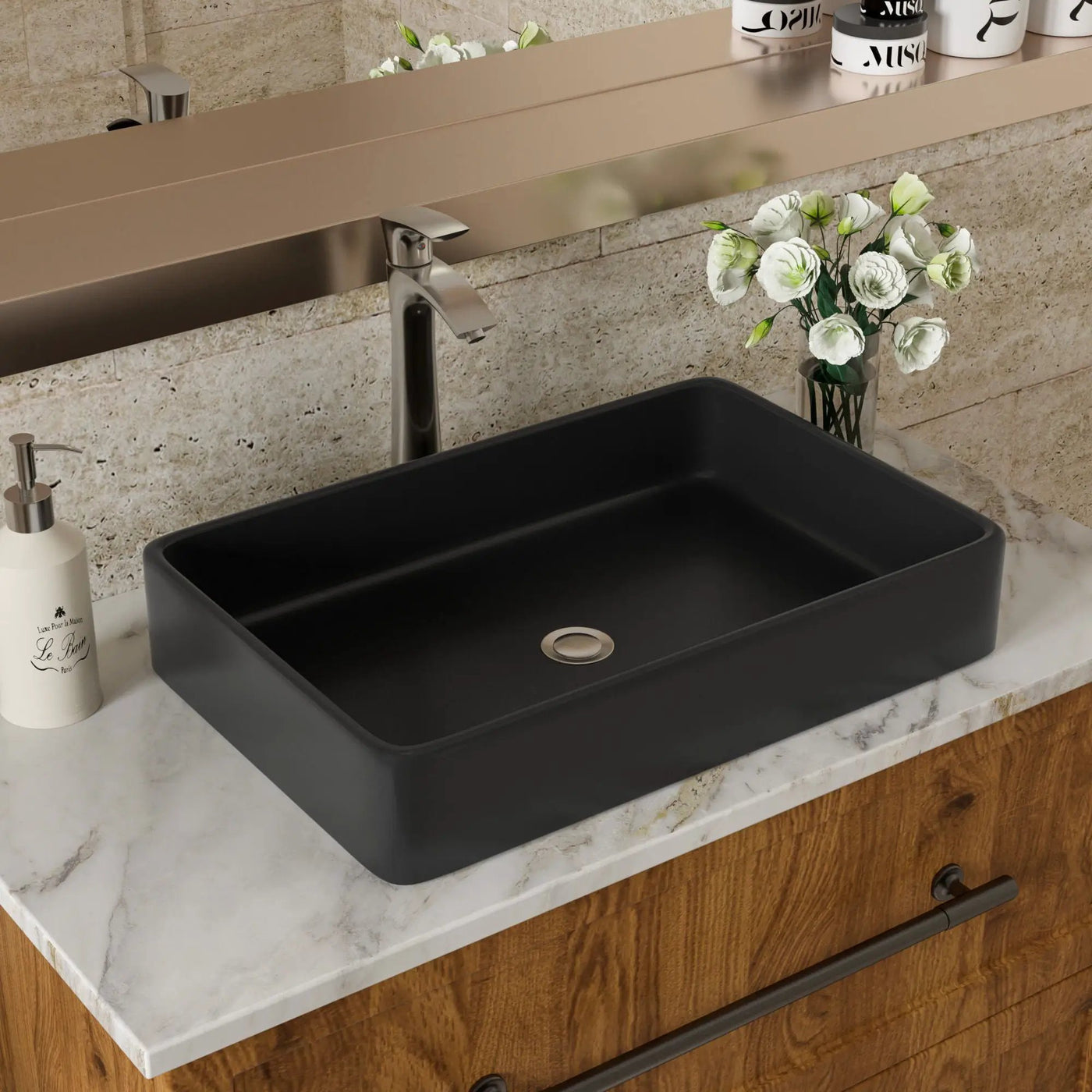Modern European Design Ceramic Rectangular Vessel Bathroom Sink by HouseOfZazla