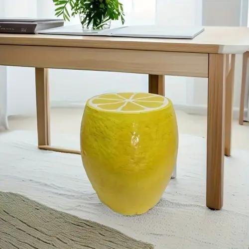 Yellow Lemon Fruit Stool by HouseOfZazla